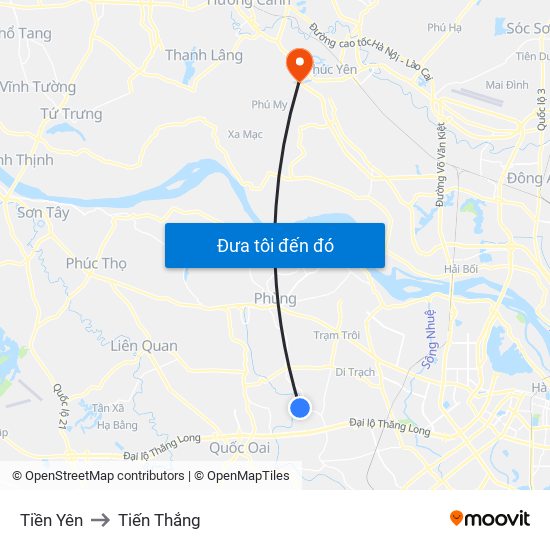 Tiền Yên to Tiến Thắng map