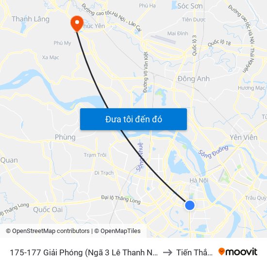 175-177 Giải Phóng (Ngã 3 Lê Thanh Nghị) to Tiến Thắng map