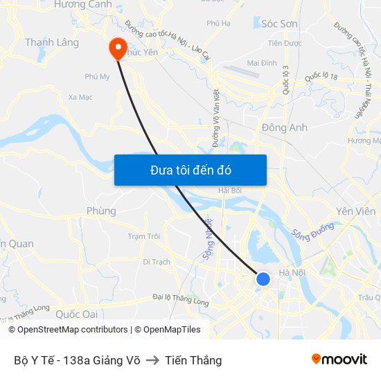 Bộ Y Tế - 138a Giảng Võ to Tiến Thắng map