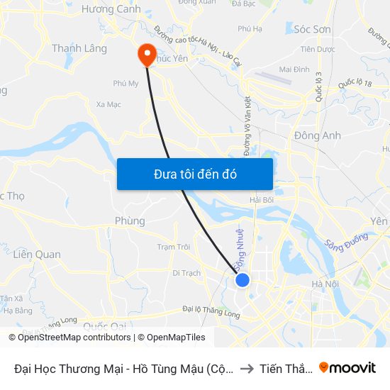 Đại Học Thương Mại - Hồ Tùng Mậu (Cột Sau) to Tiến Thắng map
