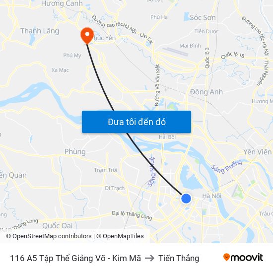 116 A5 Tập Thể Giảng Võ - Kim Mã to Tiến Thắng map