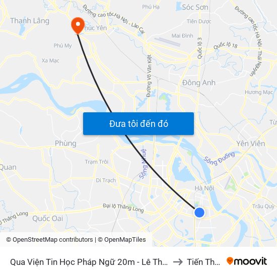 Qua Viện Tin Học Pháp Ngữ 20m - Lê Thanh Nghị to Tiến Thắng map