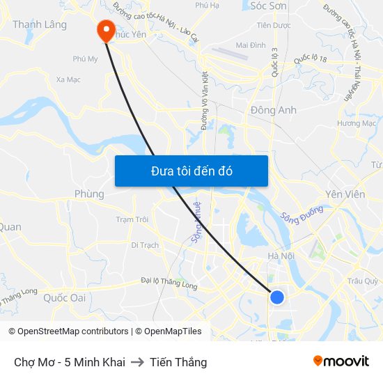 Chợ Mơ - 5 Minh Khai to Tiến Thắng map