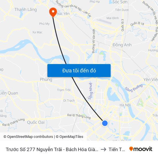 Trước Số 277 Nguyễn Trãi - Bách Hóa Giày Thượng Đình to Tiến Thắng map