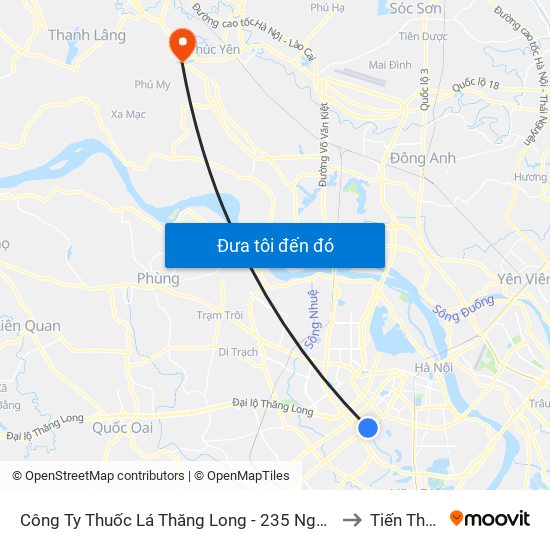 Công Ty Thuốc Lá Thăng Long - 235 Nguyễn Trãi to Tiến Thắng map