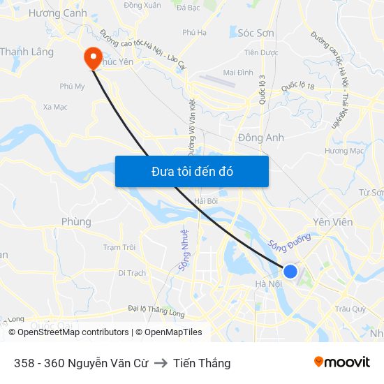 358 - 360 Nguyễn Văn Cừ to Tiến Thắng map