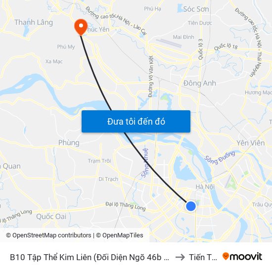 B10 Tập Thể Kim Liên (Đối Diện Ngõ 46b Phạm Ngọc Thạch) to Tiến Thắng map