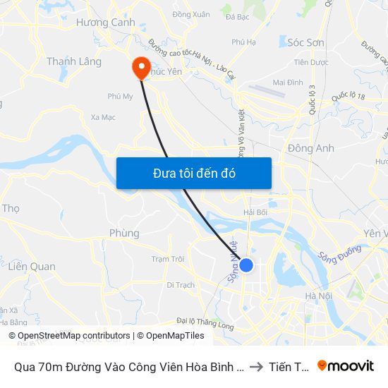 Qua 70m Đường Vào Công Viên Hòa Bình - Phạm Văn Đồng to Tiến Thắng map