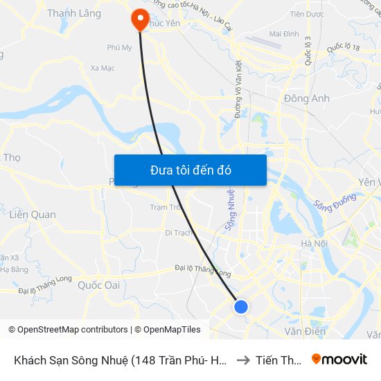 Khách Sạn Sông Nhuệ (148 Trần Phú- Hà Đông) to Tiến Thắng map