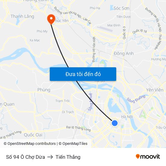 Số 94 Ô Chợ Dừa to Tiến Thắng map