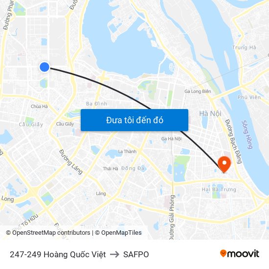 247-249 Hoàng Quốc Việt to SAFPO map