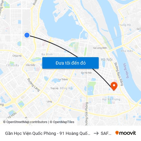 Gần Học Viện Quốc Phòng - 91 Hoàng Quốc Việt to SAFPO map