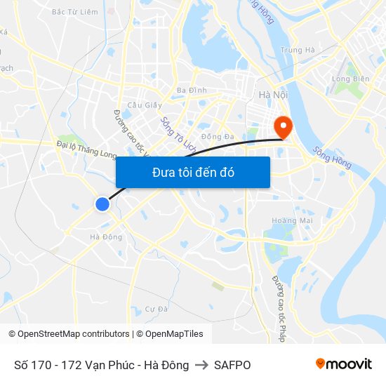 Số 170 - 172 Vạn Phúc - Hà Đông to SAFPO map
