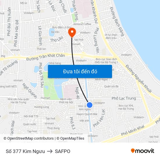 Số 377 Kim Ngưu to SAFPO map