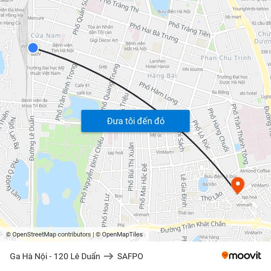 Ga Hà Nội - 120 Lê Duẩn to SAFPO map