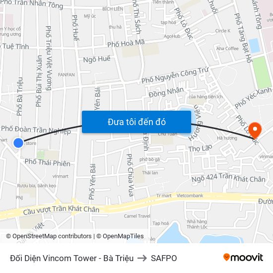 Đối Diện Vincom Tower - Bà Triệu to SAFPO map