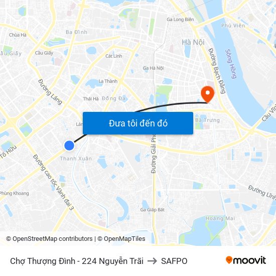 Chợ Thượng Đình - 224 Nguyễn Trãi to SAFPO map