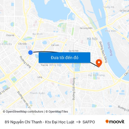 89 Nguyễn Chí Thanh - Ktx Đại Học Luật to SAFPO map