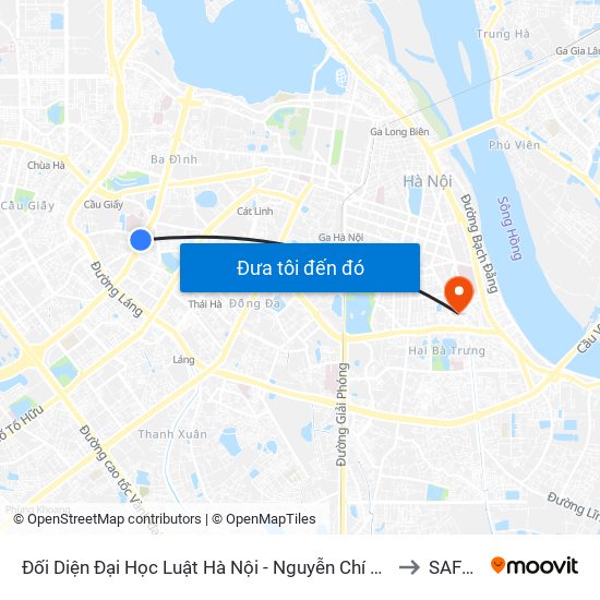 Đối Diện Đại Học Luật Hà Nội - Nguyễn Chí Thanh to SAFPO map