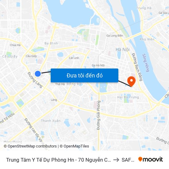 Trung Tâm Y Tế Dự Phòng Hn - 70 Nguyễn Chí Thanh to SAFPO map