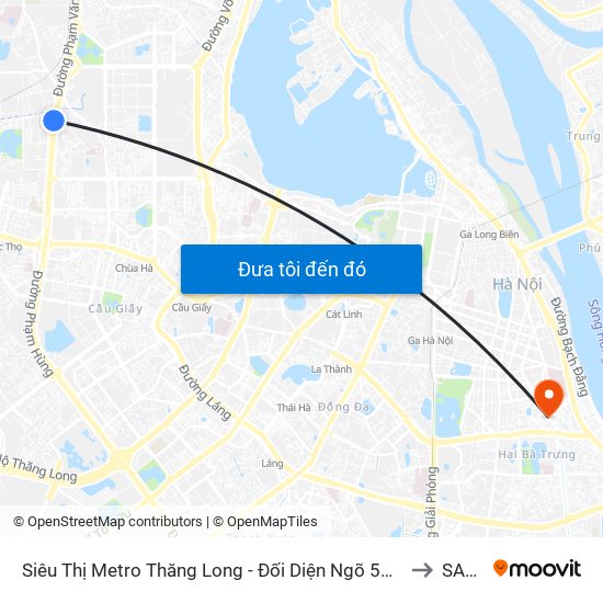 Siêu Thị Metro Thăng Long - Đối Diện Ngõ 599 Phạm Văn Đồng to SAFPO map