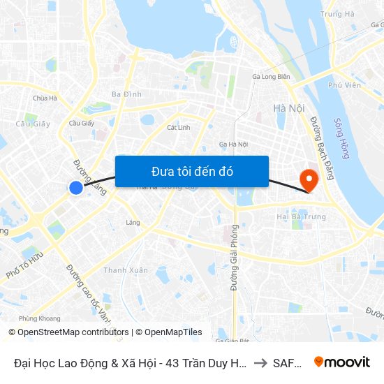 Đại Học Lao Động & Xã Hội - 43 Trần Duy Hưng to SAFPO map