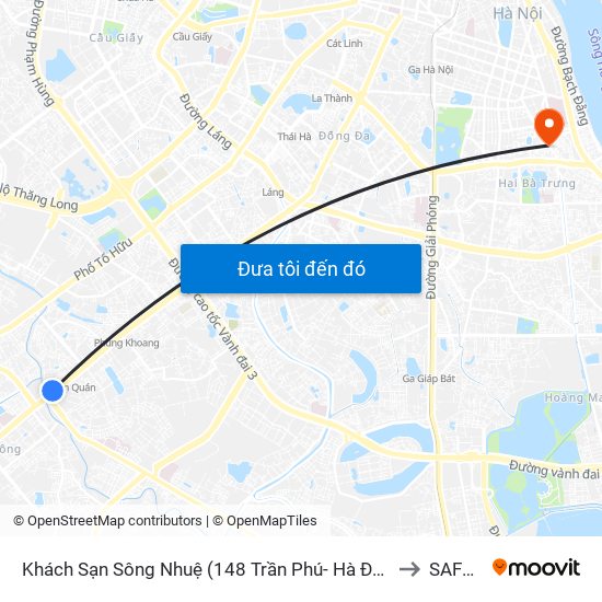 Khách Sạn Sông Nhuệ (148 Trần Phú- Hà Đông) to SAFPO map