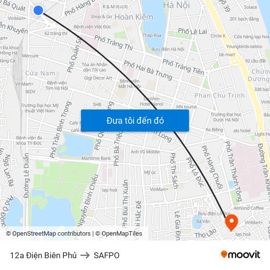 12a Điện Biên Phủ to SAFPO map