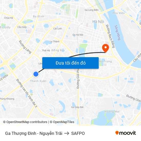 Ga Thượng Đình - Nguyễn Trãi to SAFPO map