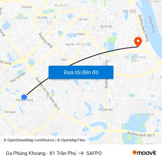Ga Phùng Khoang - 81 Trần Phú to SAFPO map
