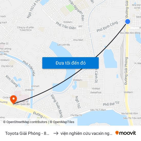 Toyota Giải Phóng - 807 Giải Phóng to viện nghiên cứu vacxin nghiêm xuân yêm map