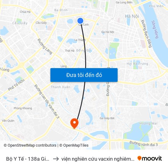 Bộ Y Tế - 138a Giảng Võ to viện nghiên cứu vacxin nghiêm xuân yêm map