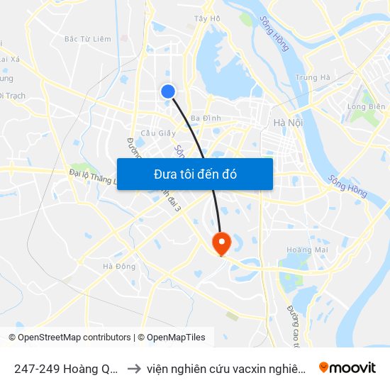 247-249 Hoàng Quốc Việt to viện nghiên cứu vacxin nghiêm xuân yêm map