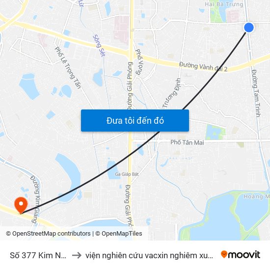 Số 377 Kim Ngưu to viện nghiên cứu vacxin nghiêm xuân yêm map