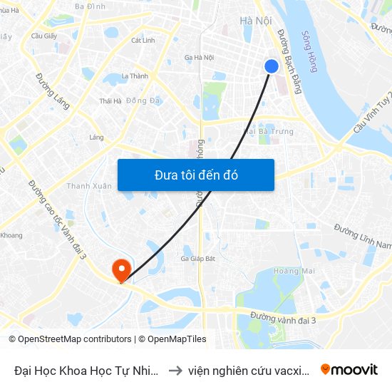 Đại Học Khoa Học Tự Nhiên - 19 Lê Thánh Tông to viện nghiên cứu vacxin nghiêm xuân yêm map