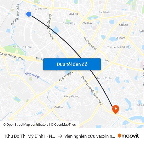 Khu Đô Thị Mỹ Đình Ii- Nguyễn Cơ Thạch to viện nghiên cứu vacxin nghiêm xuân yêm map