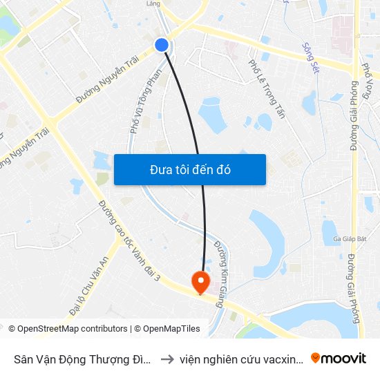 Sân Vận Động Thượng Đình - 129 Nguyễn Trãi to viện nghiên cứu vacxin nghiêm xuân yêm map