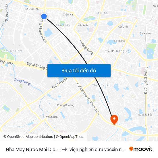 Nhà Máy Nước Mai Dịch - Phạm Hùng to viện nghiên cứu vacxin nghiêm xuân yêm map