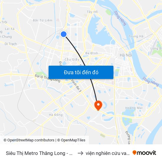 Siêu Thị Metro Thăng Long - Đối Diện Ngõ 599 Phạm Văn Đồng to viện nghiên cứu vacxin nghiêm xuân yêm map