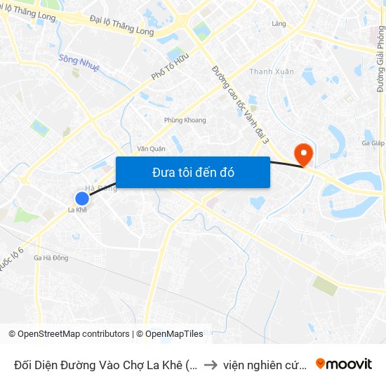 Đối Diện Đường Vào Chợ La Khê (Qua Ga Metro La Khê) - 405 Quang Trung (Hà Đông) to viện nghiên cứu vacxin nghiêm xuân yêm map
