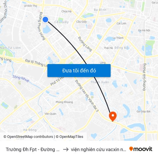 Trường Đh Fpt - Đường Tôn Thất Thuyết to viện nghiên cứu vacxin nghiêm xuân yêm map