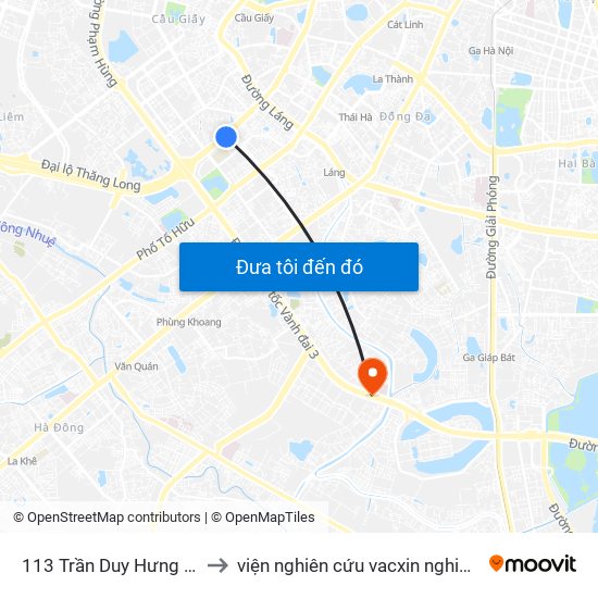 113 Trần Duy Hưng - Bộ Khcn to viện nghiên cứu vacxin nghiêm xuân yêm map