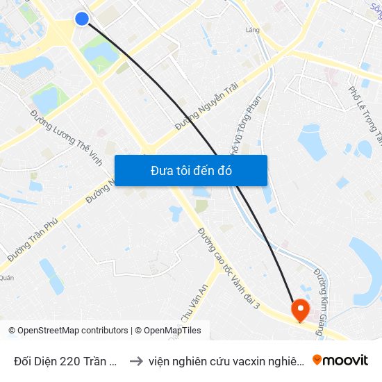 Đối Diện 220 Trần Duy Hưng to viện nghiên cứu vacxin nghiêm xuân yêm map