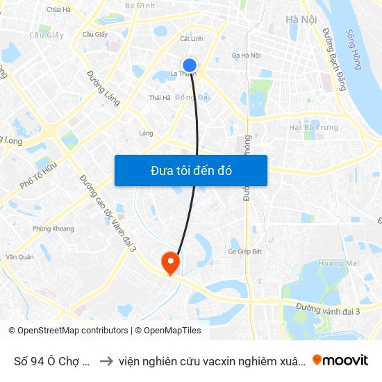 Số 94 Ô Chợ Dừa to viện nghiên cứu vacxin nghiêm xuân yêm map