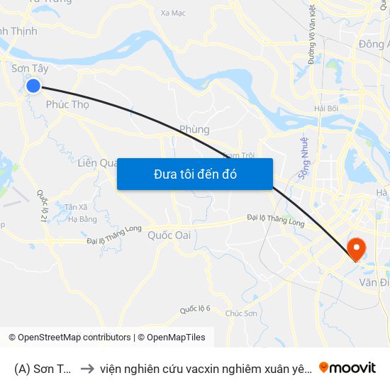 (A) Sơn Tây to viện nghiên cứu vacxin nghiêm xuân yêm map