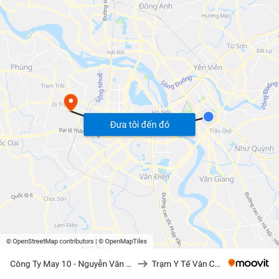 Công Ty May 10 - Nguyễn Văn Linh to Trạm Y Tế Vân Canh map
