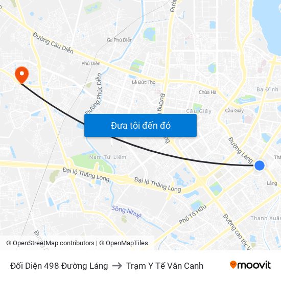 Đối Diện 498 Đường Láng to Trạm Y Tế Vân Canh map