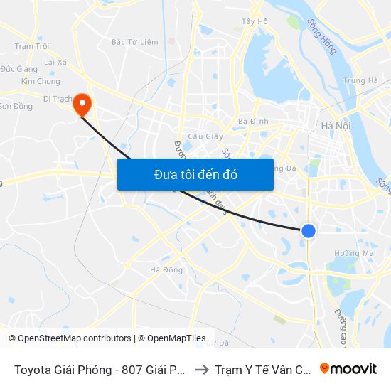 Toyota Giải Phóng - 807 Giải Phóng to Trạm Y Tế Vân Canh map