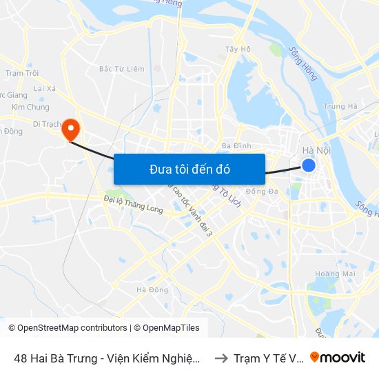 48 Hai Bà Trưng - Viện Kiểm Nghiệm Thuốc Trung Ương to Trạm Y Tế Vân Canh map