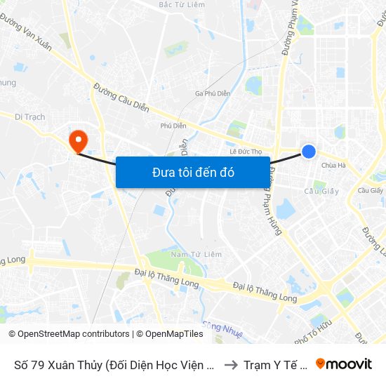 Số 79 Xuân Thủy (Đối Diện Học Viện Báo Chí Và Tuyên Truyền) to Trạm Y Tế Vân Canh map